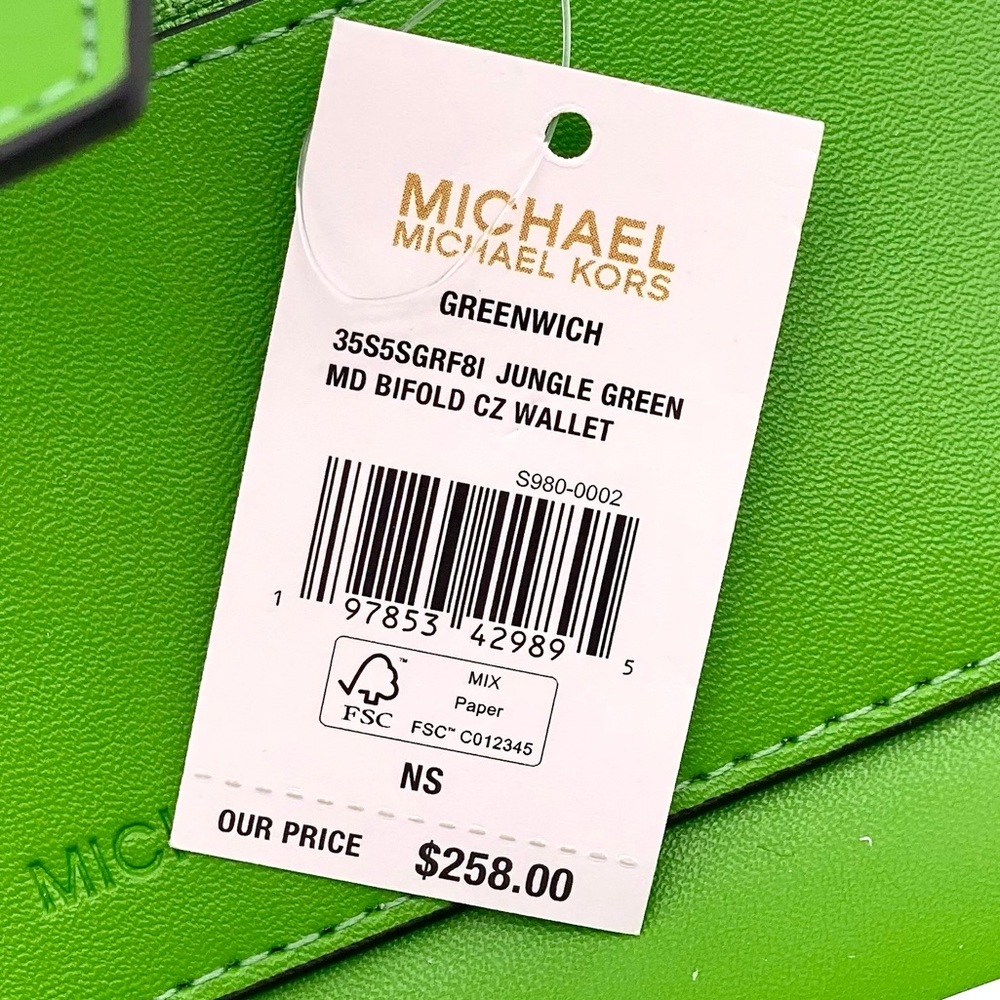 Michael Kors GREENWICH Medium Bifold Wallet Jungle Green - Picture 8 of 11